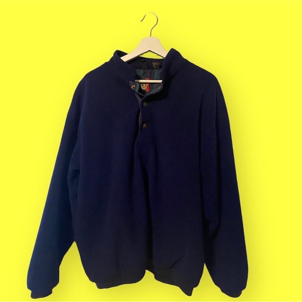 Blue Vintage Fleece Mock Neck Sweater